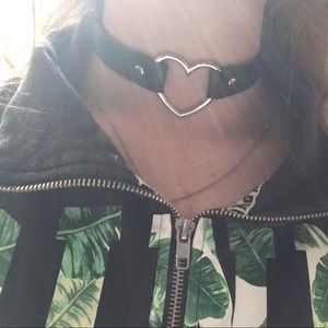 Leather Heart Choker